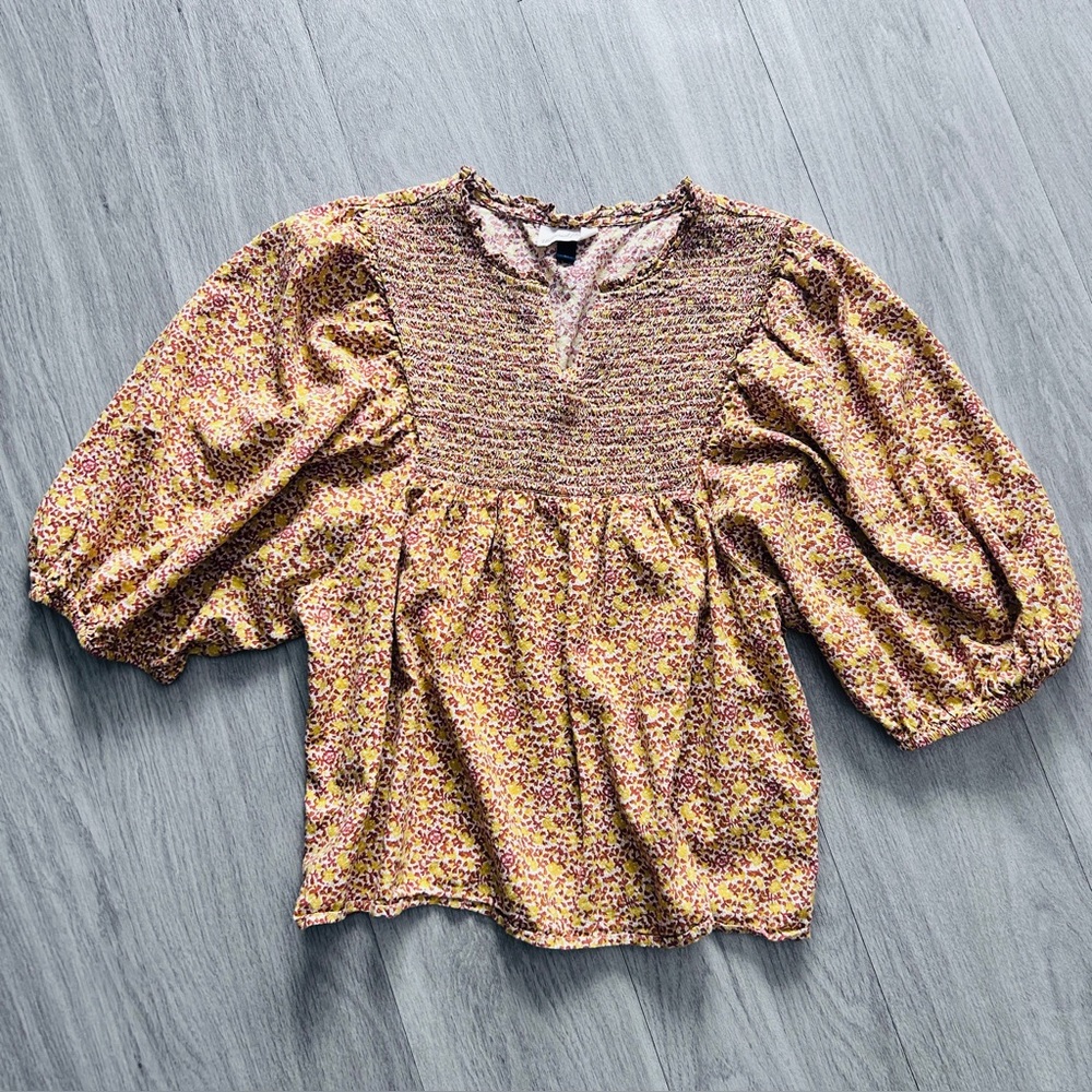 Universal Brand Golden Yellow Ditsy Floral Blouse L